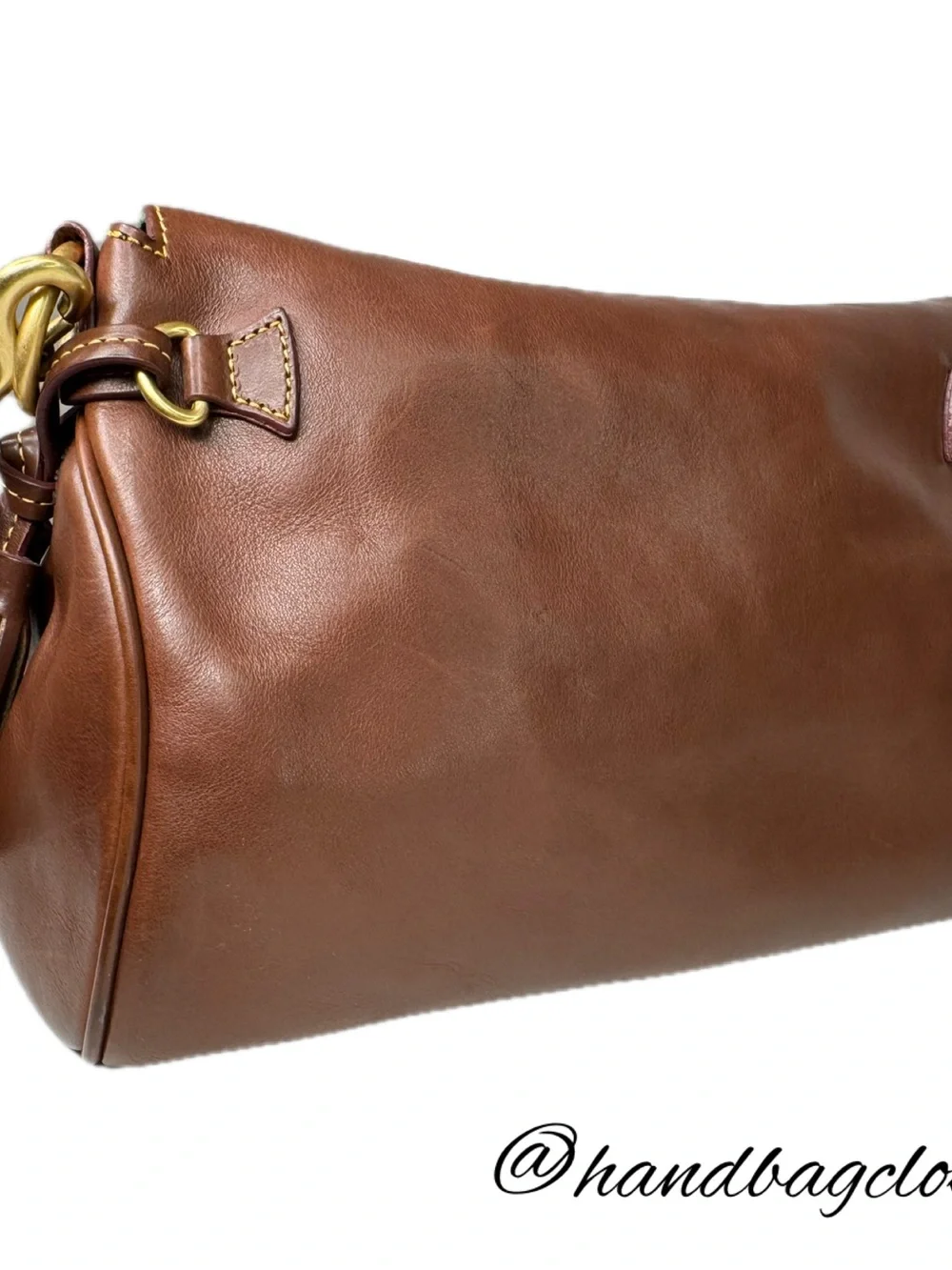 Dooney & Bourke DB Walnut Brown Florentine Leather Fold Over Crossbody Bag